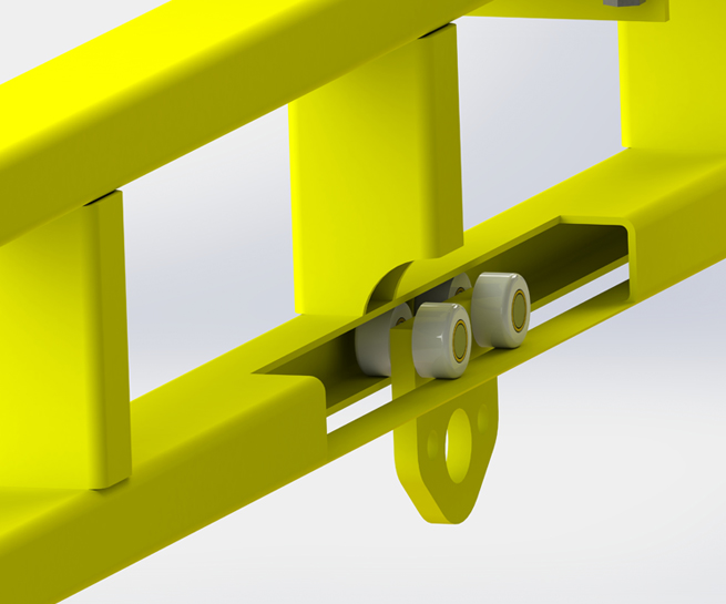 Trilho rígido OTH Anchor em alumínio instalado em planta industrial, linha de vida com zero deflexão NR-35